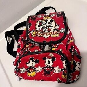 3/25$💥 Vintage Disney Mickey Minnie Mouse small backpack kid forever bag red